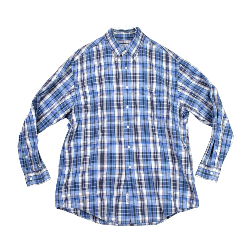 Vintage Brooks Brothers Sport Shirt Men Size L Plaid Preppy Linen Blend Casual